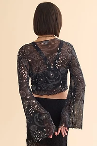 Black Celestial Mesh Shrug Cardigan
