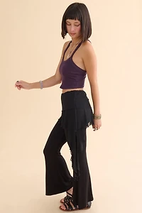 Black Overlay Panel Flare Pants