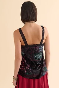 Jewel Paisley Velvet Lace Tank