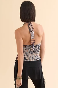 Butterfly Y2K Mesh Halter Top