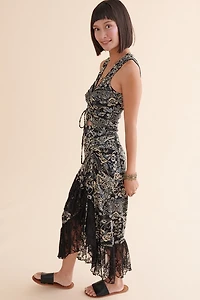 Black Gothic Paisley Lace Skirt