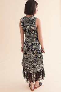 Black Gothic Paisley Lace Skirt