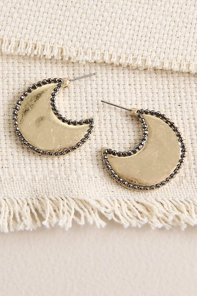 Chunky Metal Crescent Moon Earrings