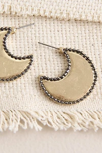 Chunky Metal Crescent Moon Earrings