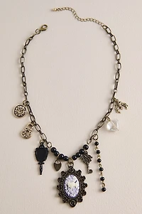 Purple Rose Cameo Charm Necklace