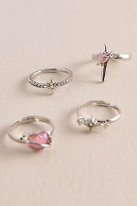 Pink Heart Ring Set