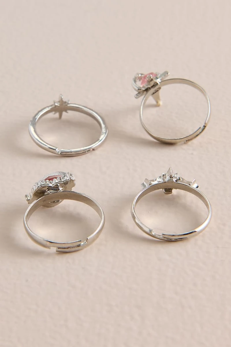 Pink Heart Ring Set