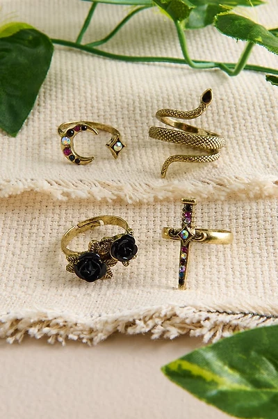 Gold Snake Dagger Ring Set