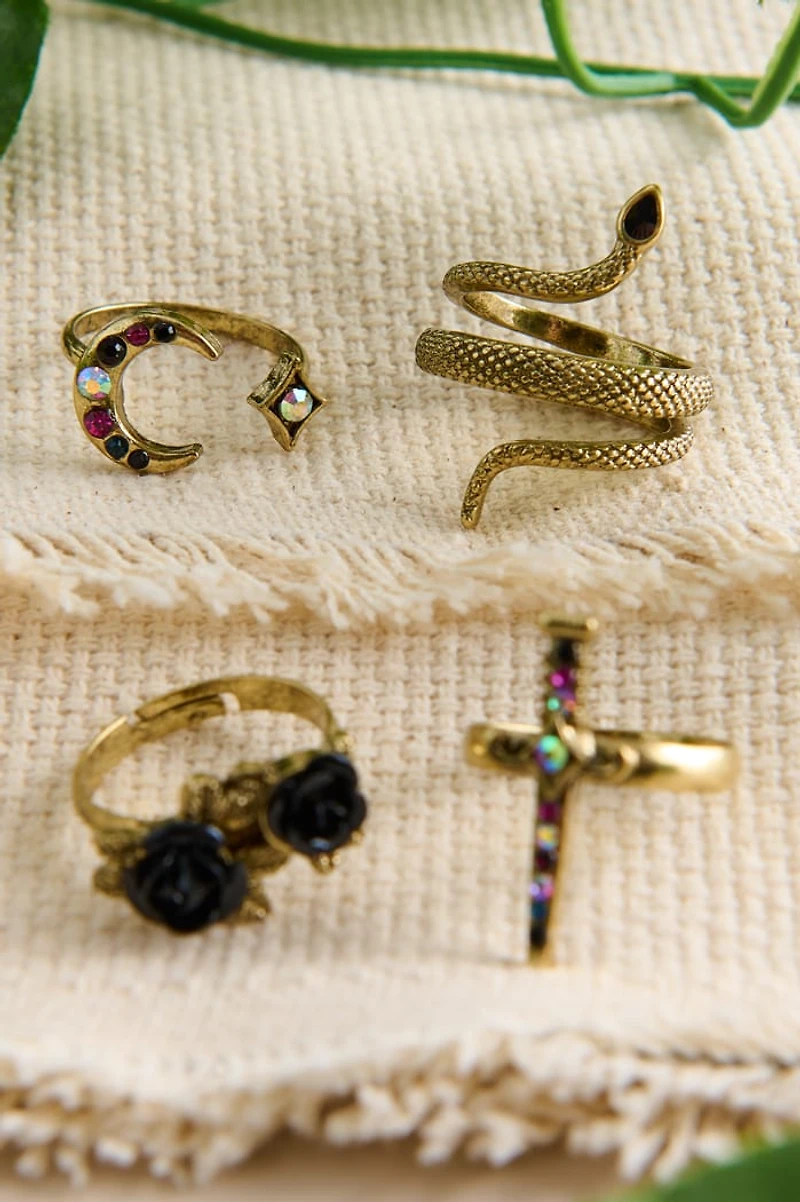Gold Snake Dagger Ring Set