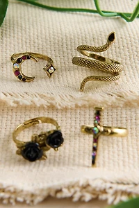 Gold Snake Dagger Ring Set