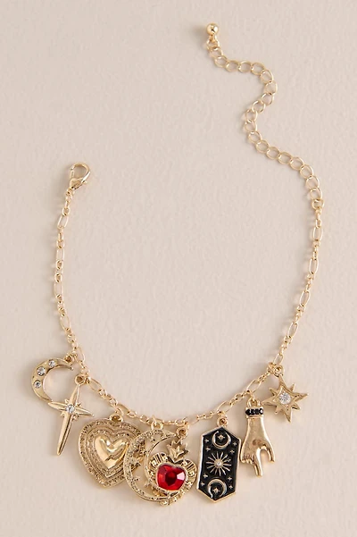 Gold Mystic Hand Tarot Charm Bracelet