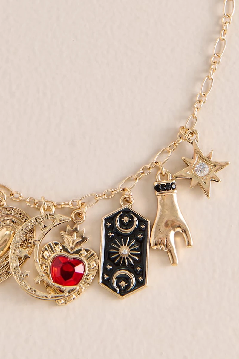 Gold Mystic Hand Tarot Charm Bracelet