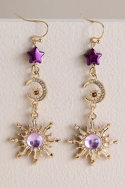 Celestial Purple Charm Earrings