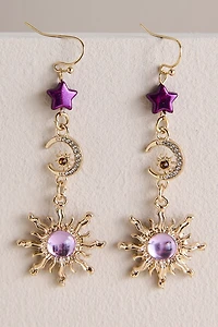 Celestial Purple Charm Earrings