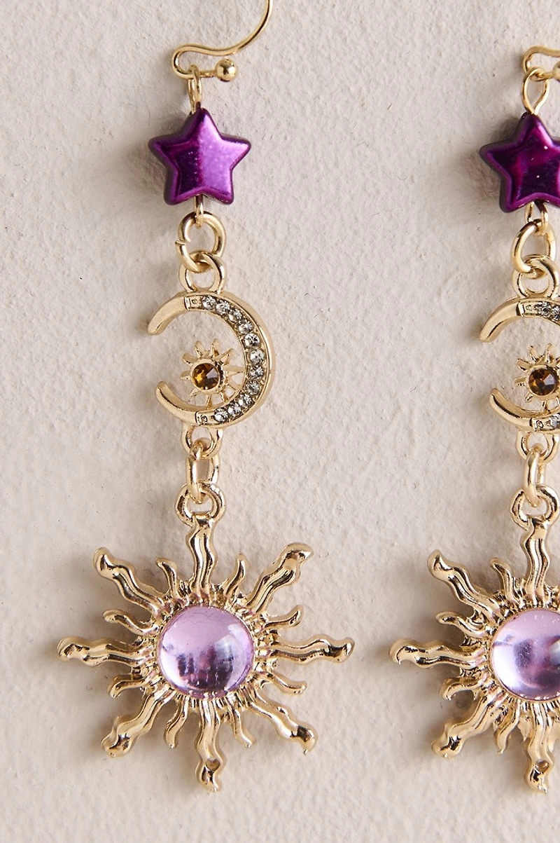 Celestial Purple Charm Earrings