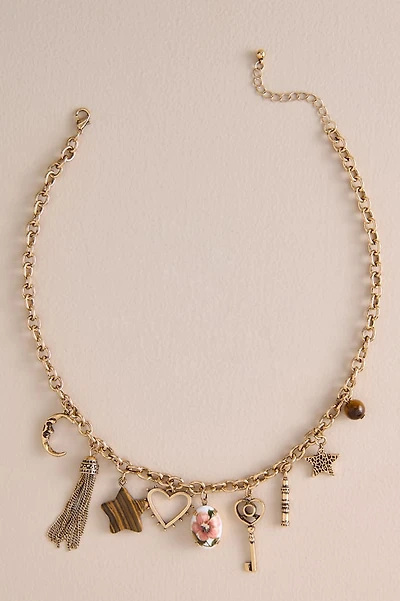 Tiger's Eye Celestial Tassel Necklace