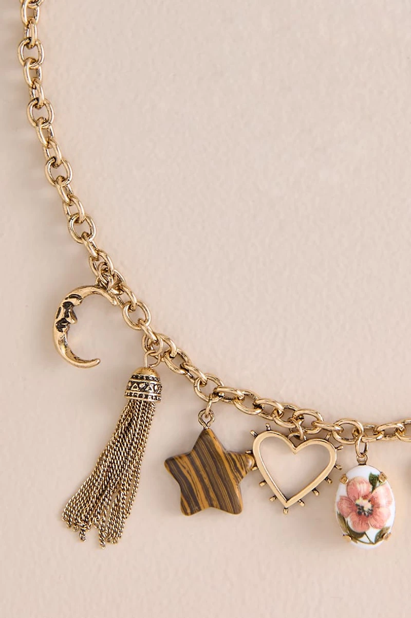 Tiger's Eye Celestial Tassel Necklace