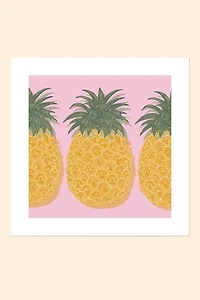 Pineapples on Pink Background Art Print