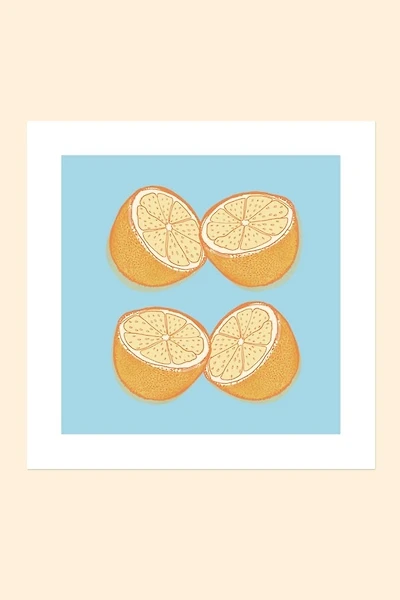 Lemons on Blue Background Art Print