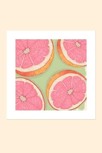 Grapefruits on Green Background Art Print