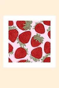 Strawberries on Pink Background Art Print