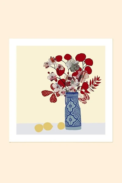 Vase on a Table with Lemons Art Print
