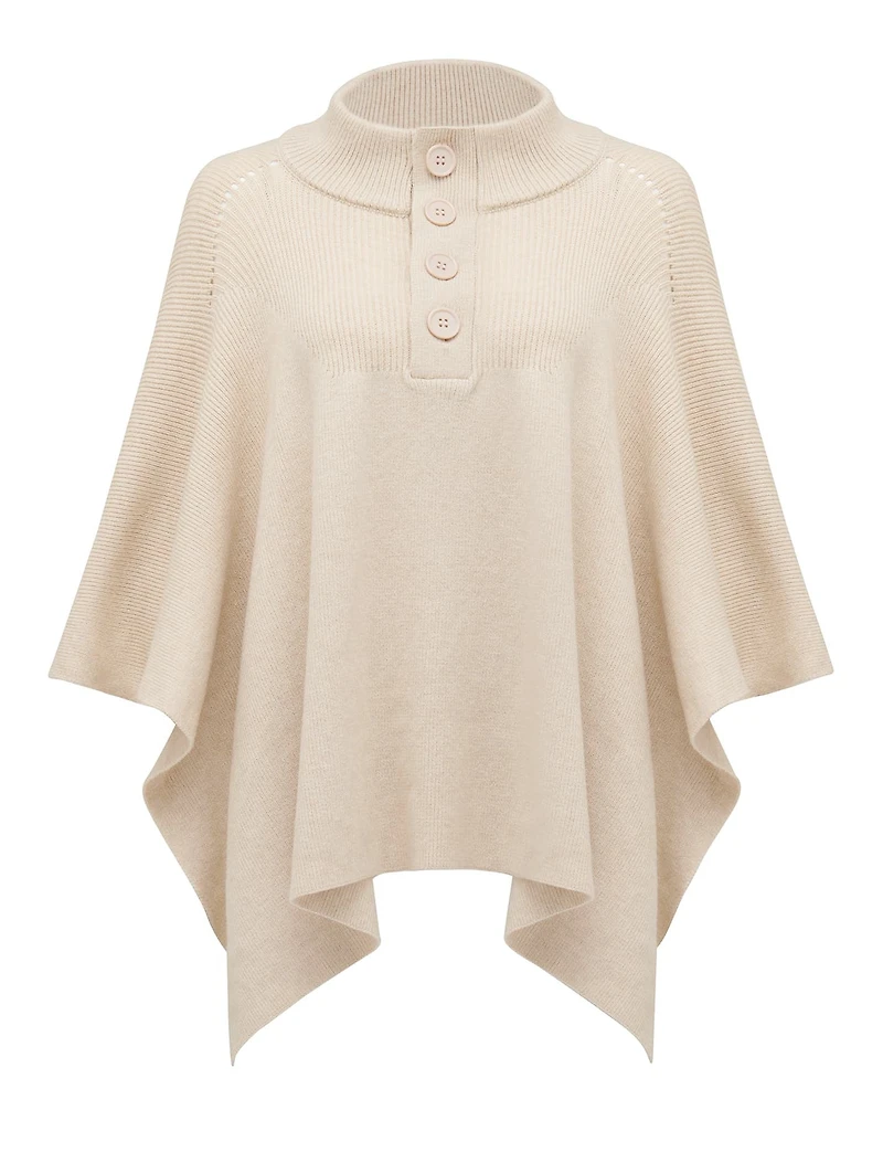 Jade Button Collar Poncho