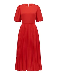 Charlotte Puff Sleeve Pleated Midi