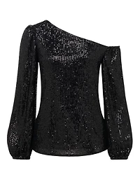 Lana Sequin Tipped Shoulder Blouse