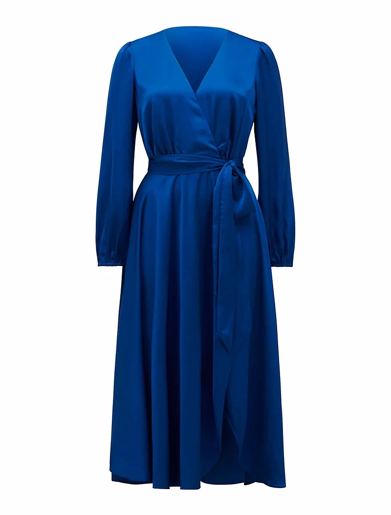 Marilyn Satin Wrap Midi Dress