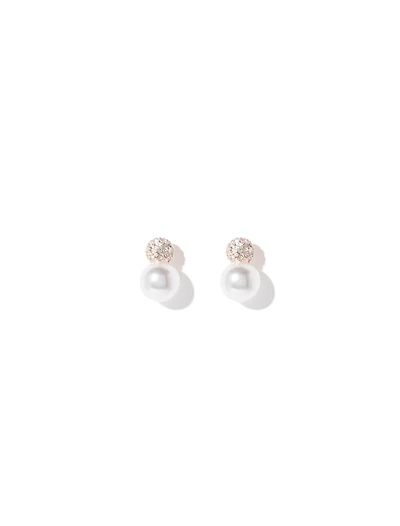 Rose Ball Crystal & Pearl Stud