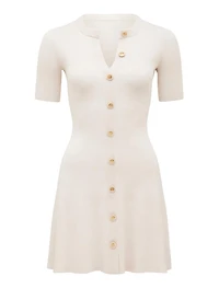 Jolie S/S Button Down Mini Knit Dress