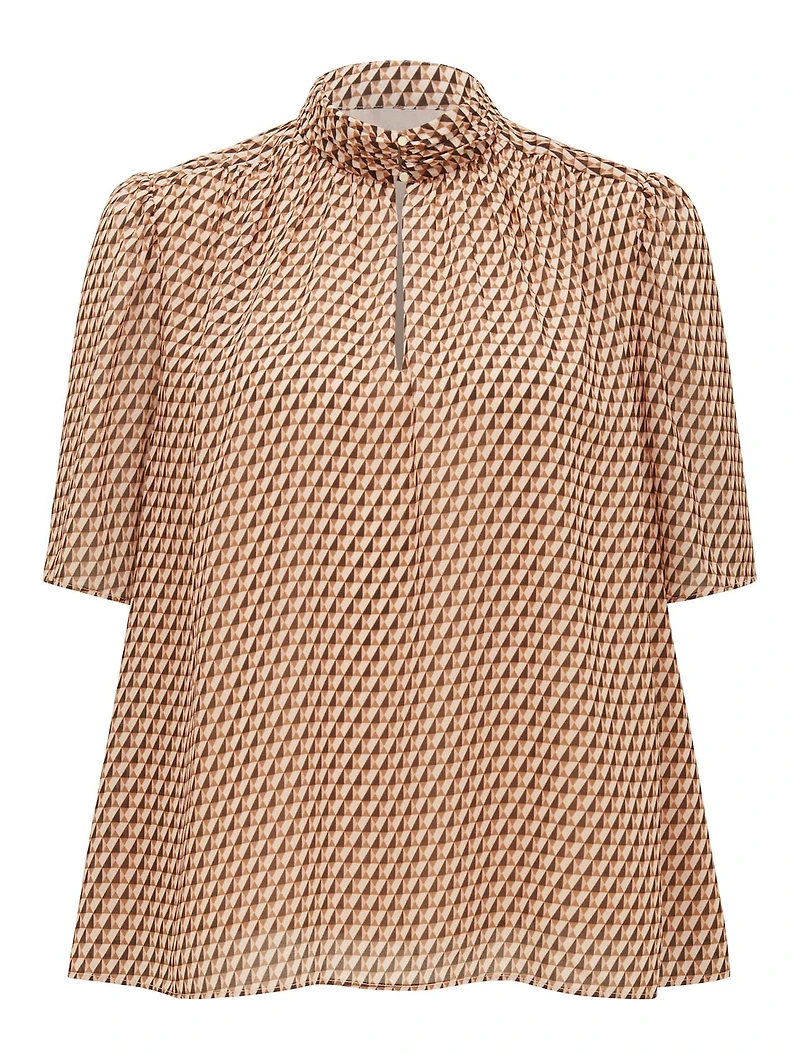 Dana Keyhole Short Sleeve Blouse