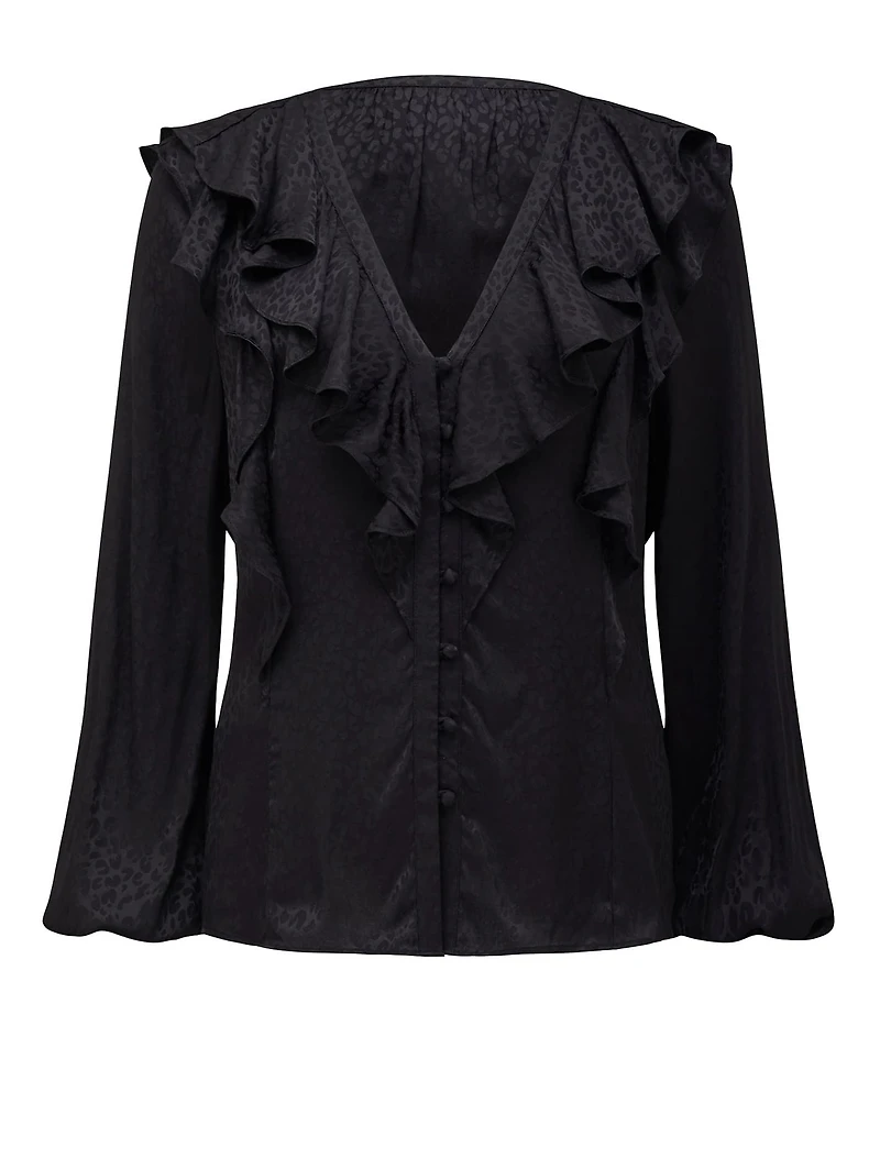 Sandy Jacquard Ruffle Blouse