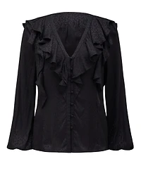 Sandy Jacquard Ruffle Blouse