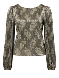 Gabriella Boat Neck Metallic Plisse