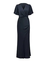 Chelsea Flutter Sleeve Satin Maxi