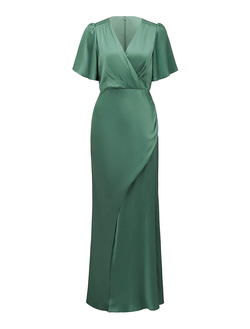 Chelsea Flutter Sleeve Satin Maxi