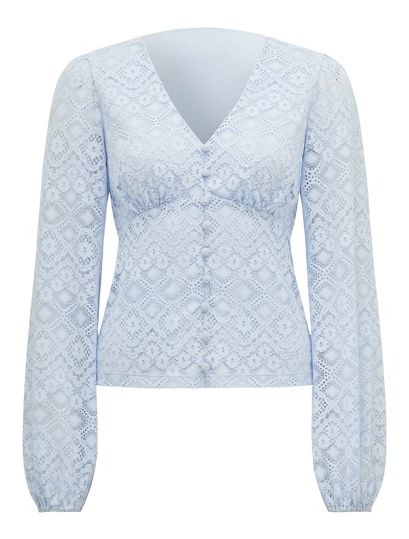 Serenity Button Front Lace Top
