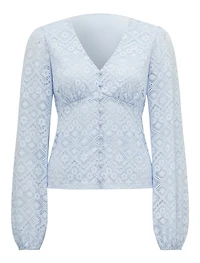 Serenity Button Front Lace Top