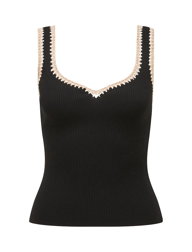 Sofia Crochet Trim Knit Tank Top