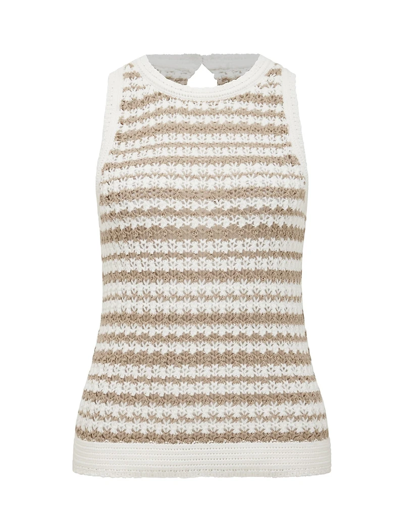 Bailee Stripe Crochet Look Top