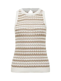 Bailee Stripe Crochet Look Top