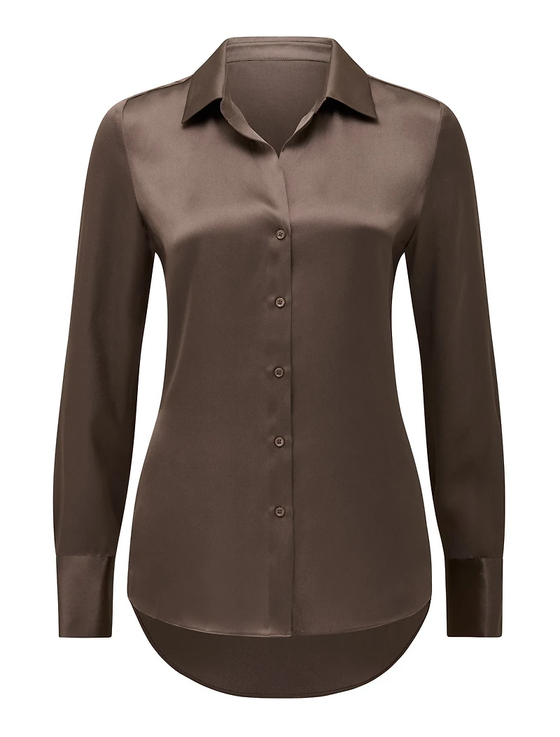 Harvey Notched Neck Satin Shirt