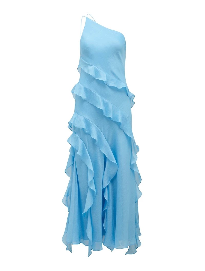 Belle One Shoulder Ruffle Gown