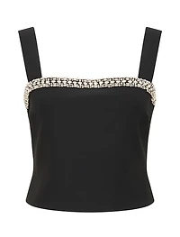 Camilla Embellished Trim Crepe Top