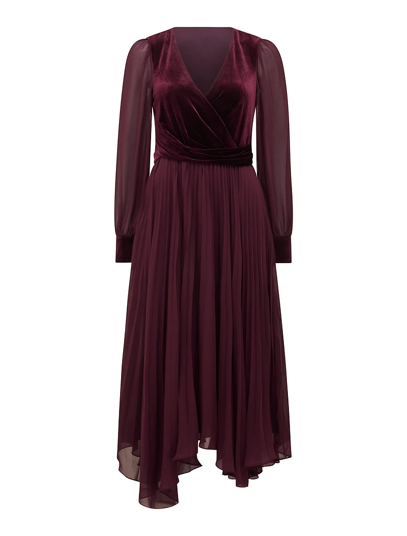 Margaret Velvet Pleat Midi Dress