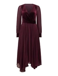 Margaret Velvet Pleat Midi Dress
