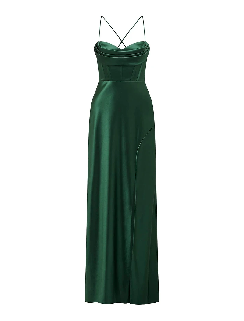 Luna Corset Satin Maxi Dress