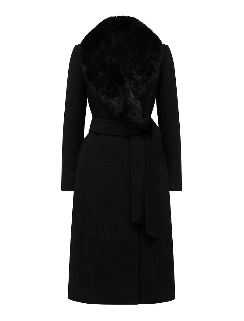 Monica Fur Collar Wrap Coat